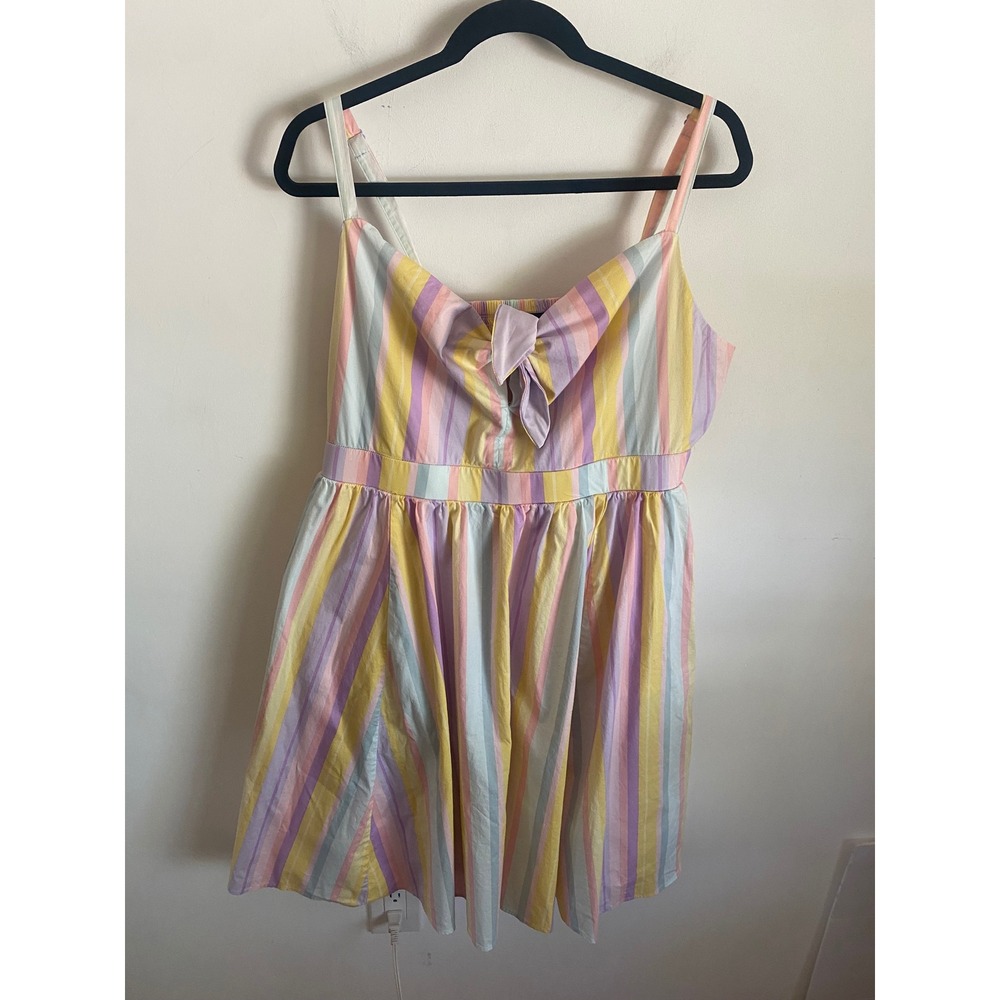 Torrid Pastel Striped Tie Front Sun Dress Womens 1 XL Cotton Smocked Back - Picture 1 of 6